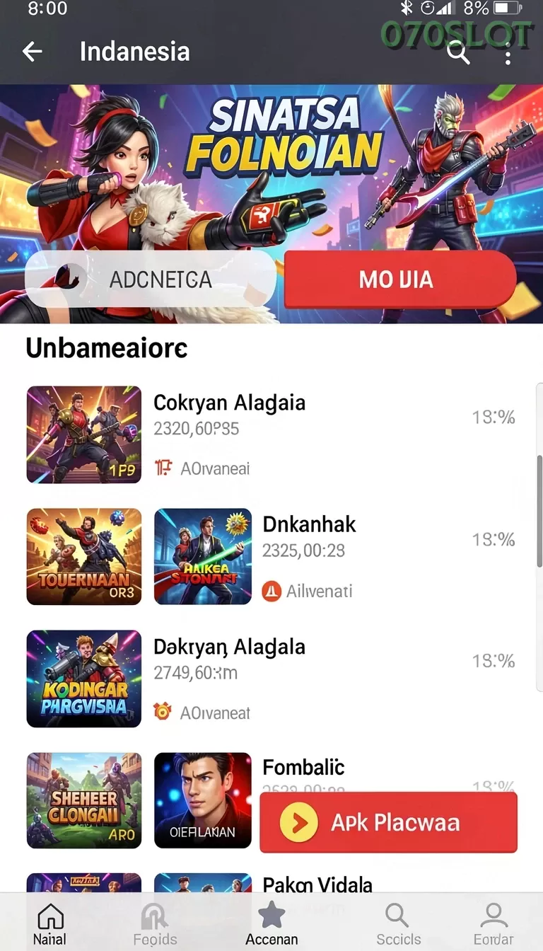 Cuplikan layar 55FIVE — menu navigasi